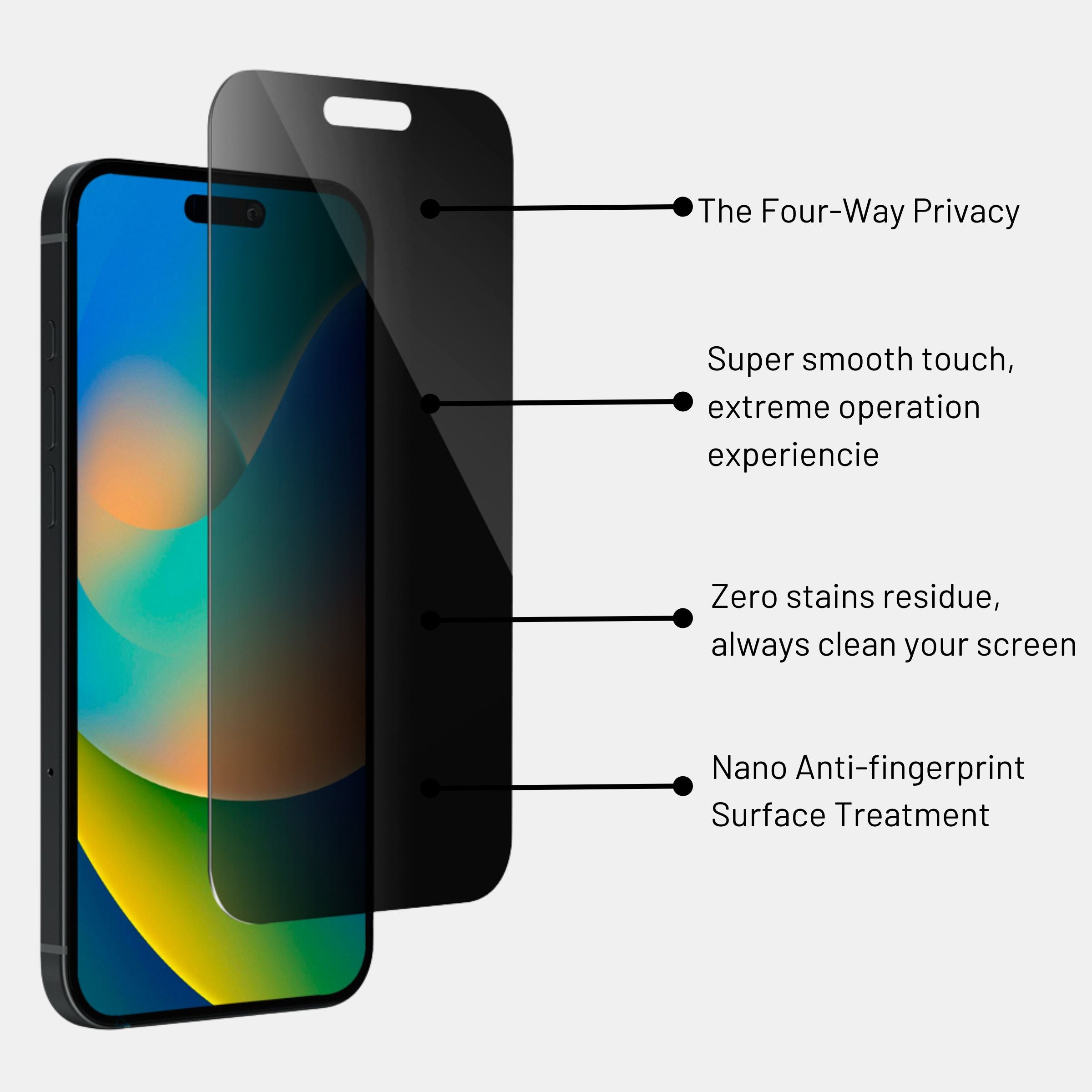 Close-up of 9H tempered glass Elite Privacy coating resisting scratches