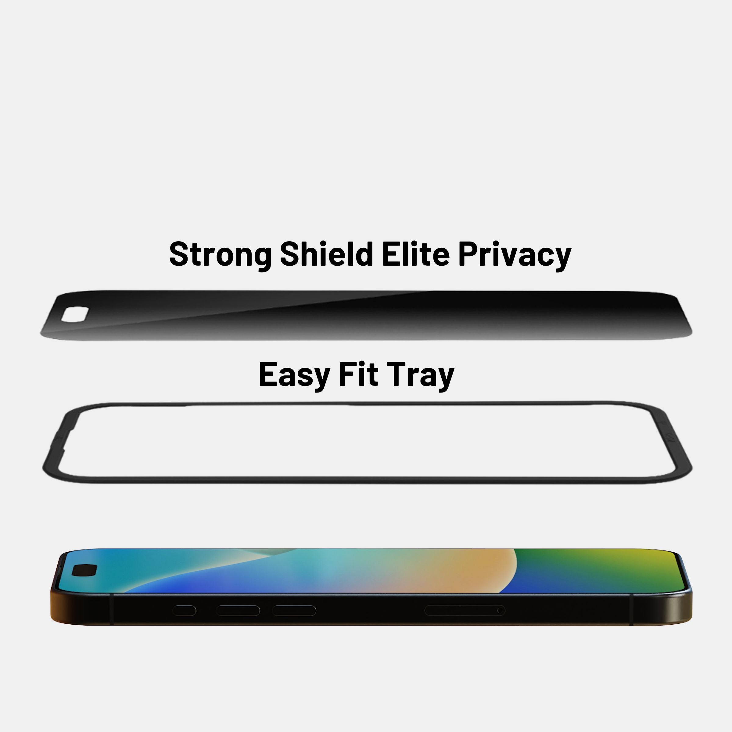 Rounded edges of Elite Privacy glass for iPhone 16 Plus