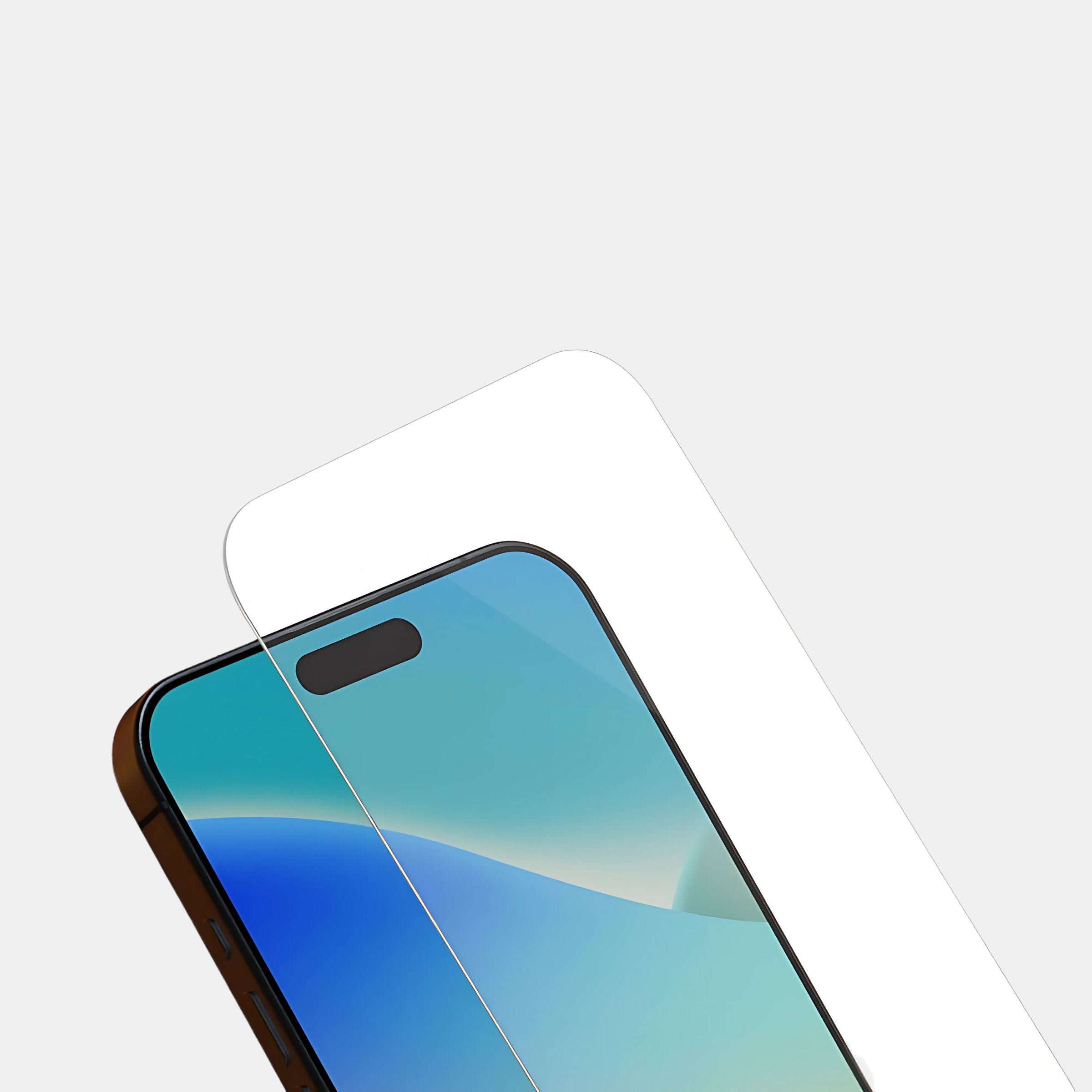 Case-friendly rounded edges of screen protector with iPhone 15 Plus case