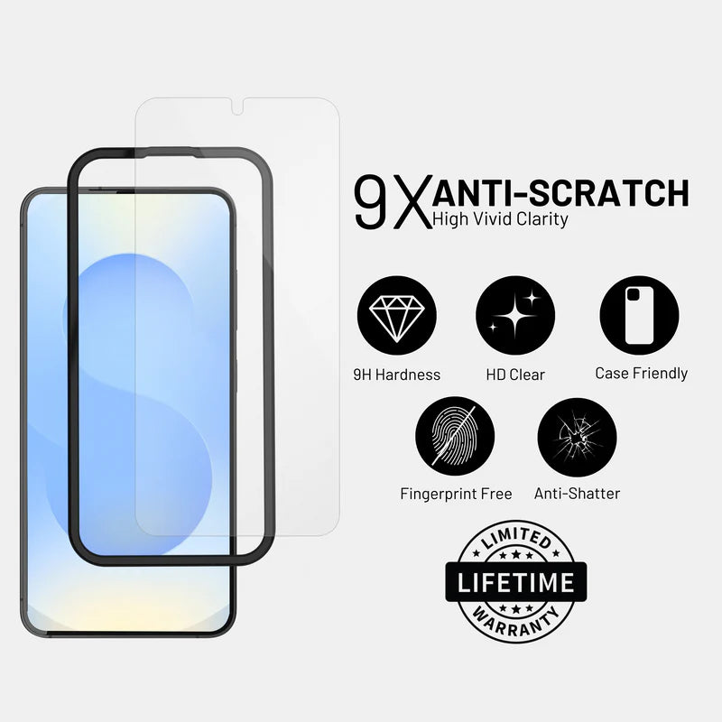 Ultra-thin Strong Shield screen protector maintaining touch sensitivity on Samsung Galaxy S25