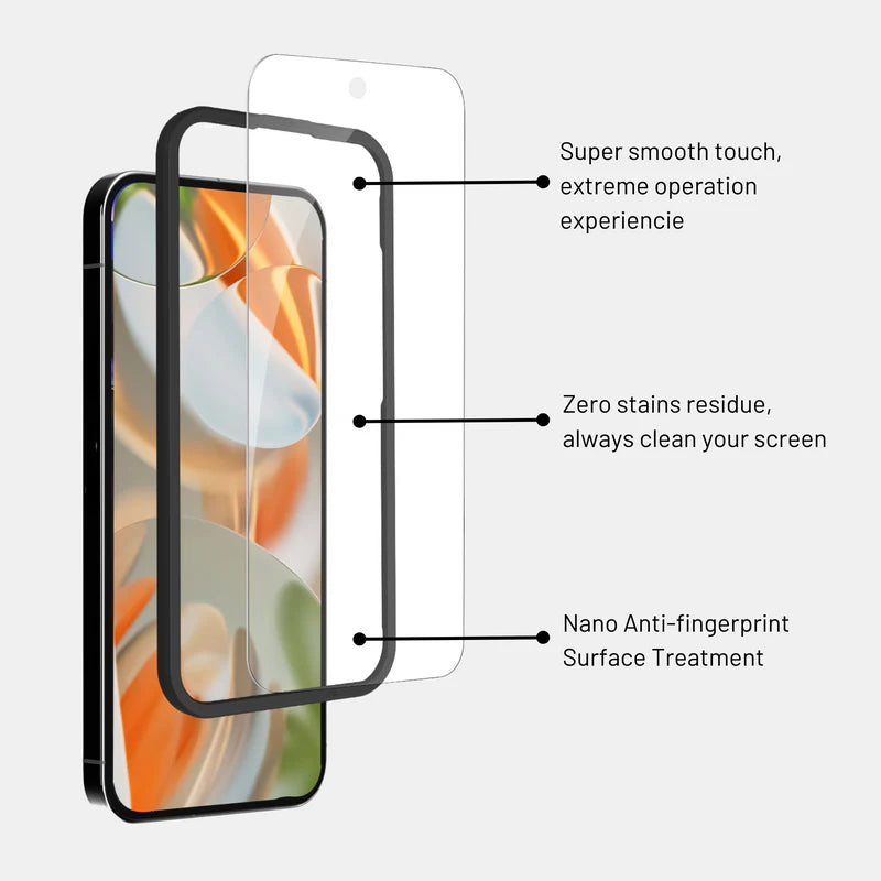 Ultra-thin Strong Shield screen protector maintaining touch sensitivity on Google Piexel 9 Pro