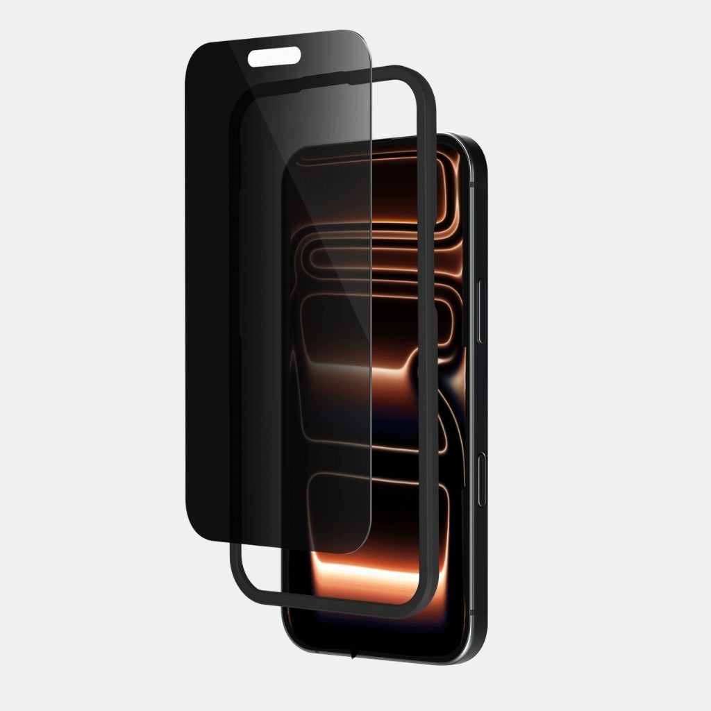 Case-friendly rounded edges on Elite Privacy screen protector for iPhone 17