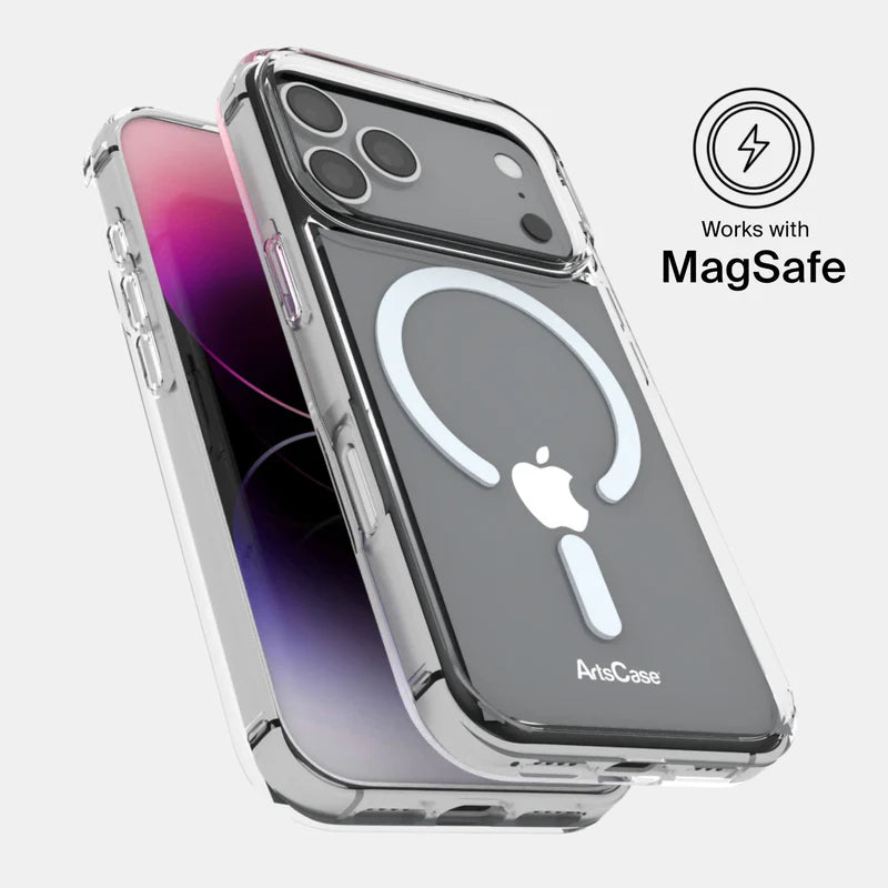 Drop-tested hybrid clear case with reinforced corners for iPhone 17 Pro