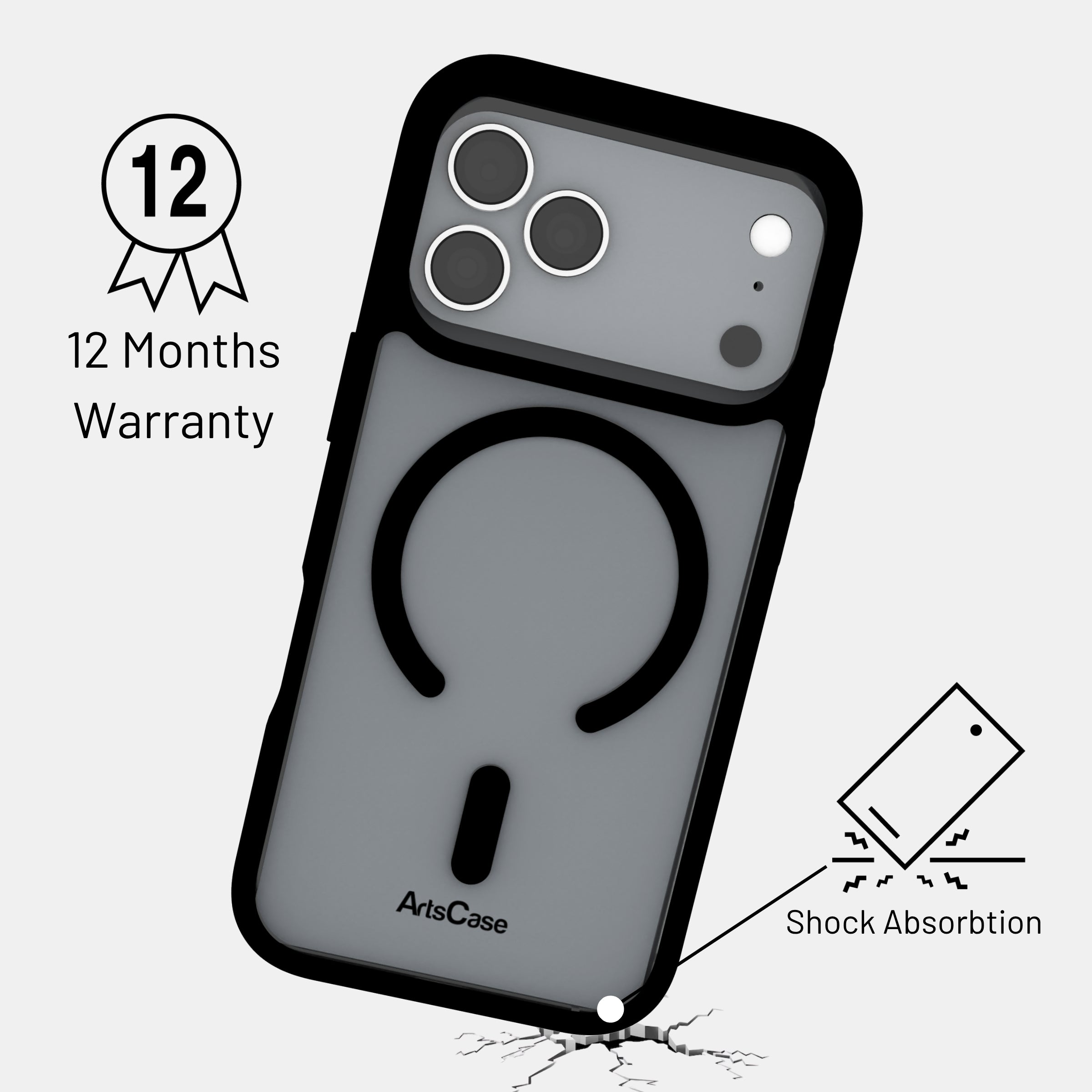 Shock-absorbing hybrid structure of clear MagSafe iPhone 17 Pro case