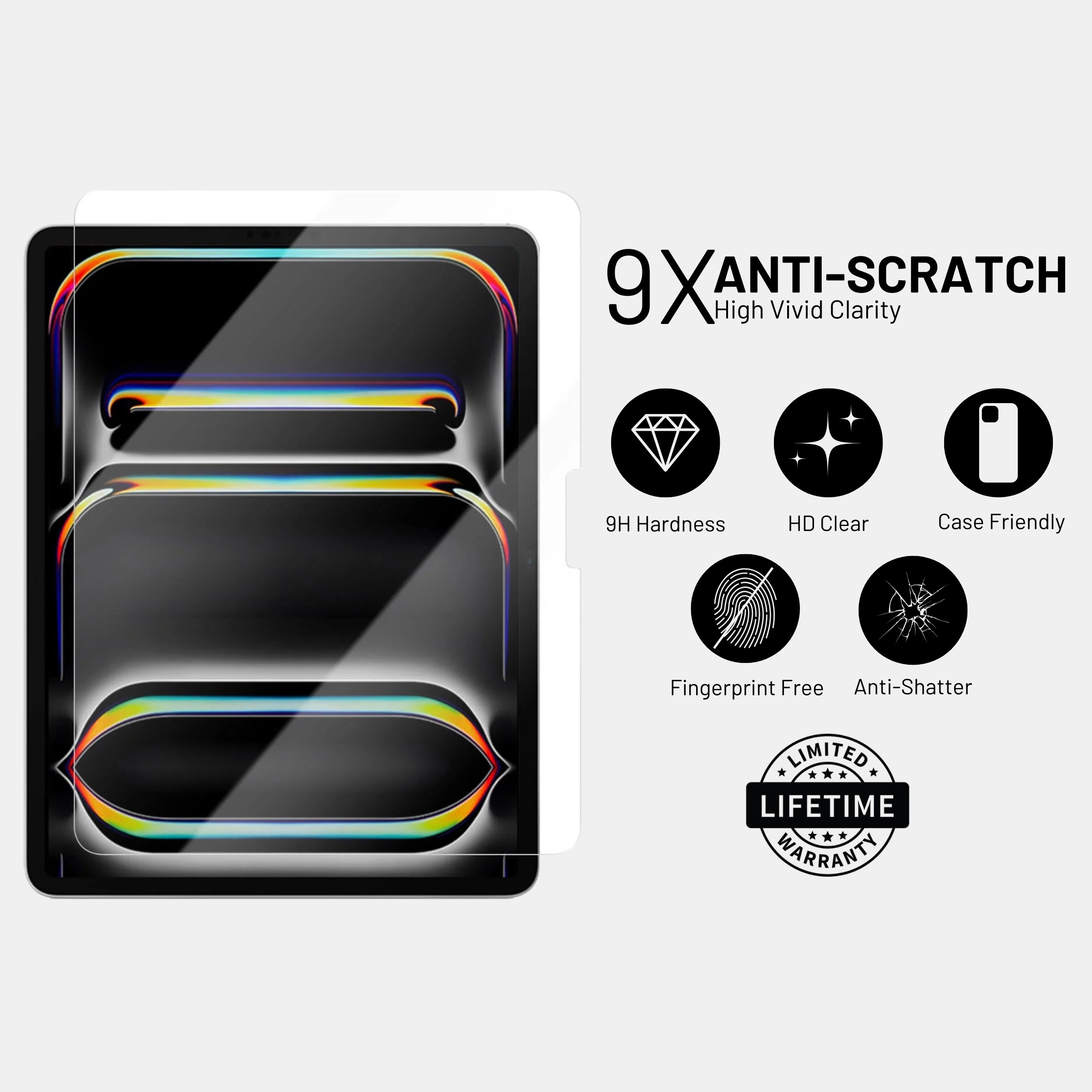 Ultra-thin Strong Shield screen protector maintaining touch sensitivity on iPad 13" Pro (M5) (2025)