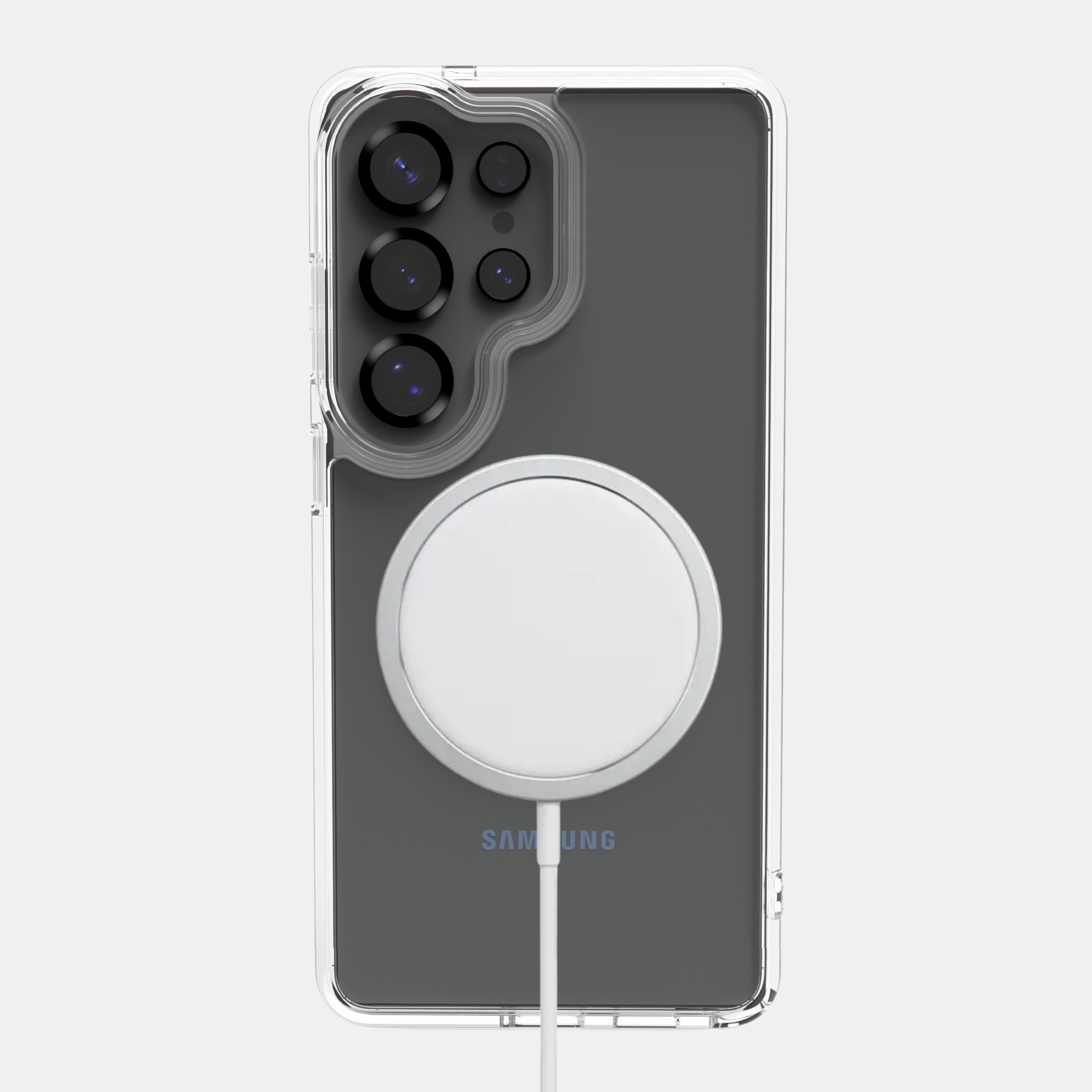 MagSafe charging alignment with built-in magnets in clear case