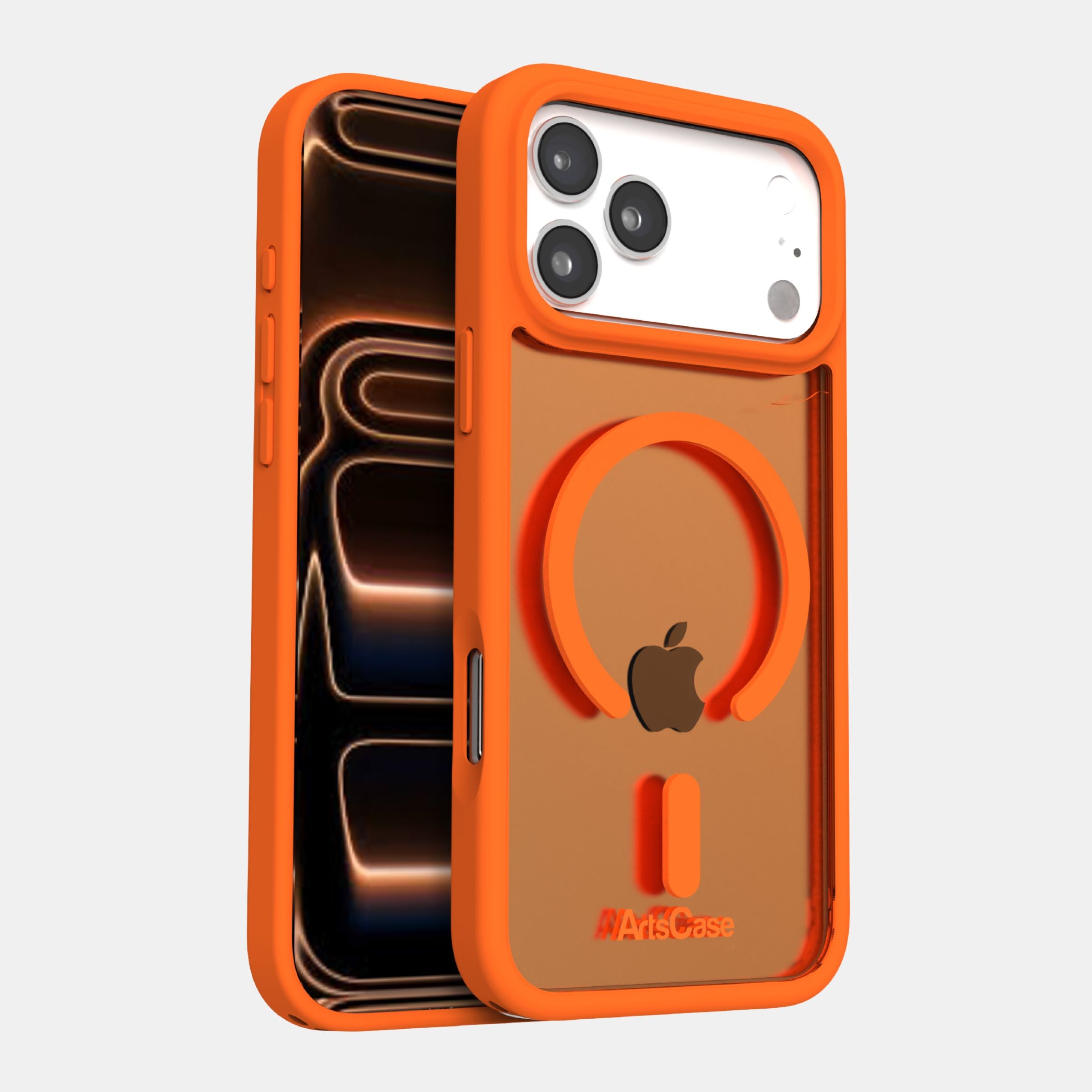 Transparent case showing Apple logo through back of iPhone 17 Pro Max