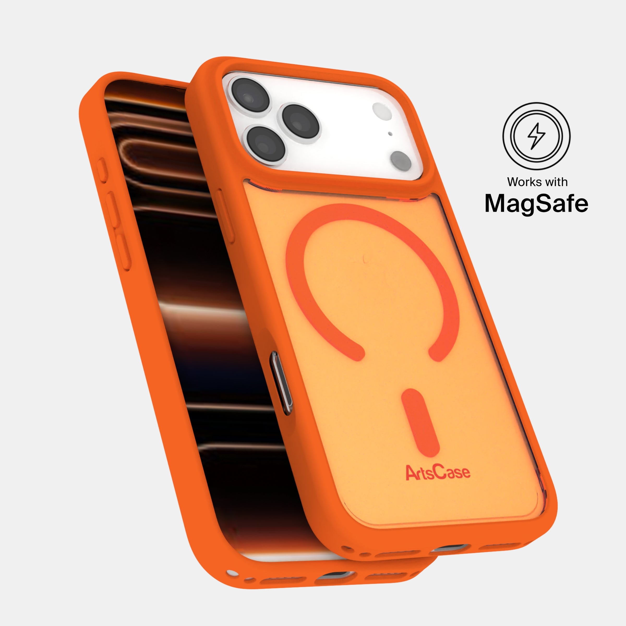 Transparent case showing Apple logo through back of iPhone 17 Pro
