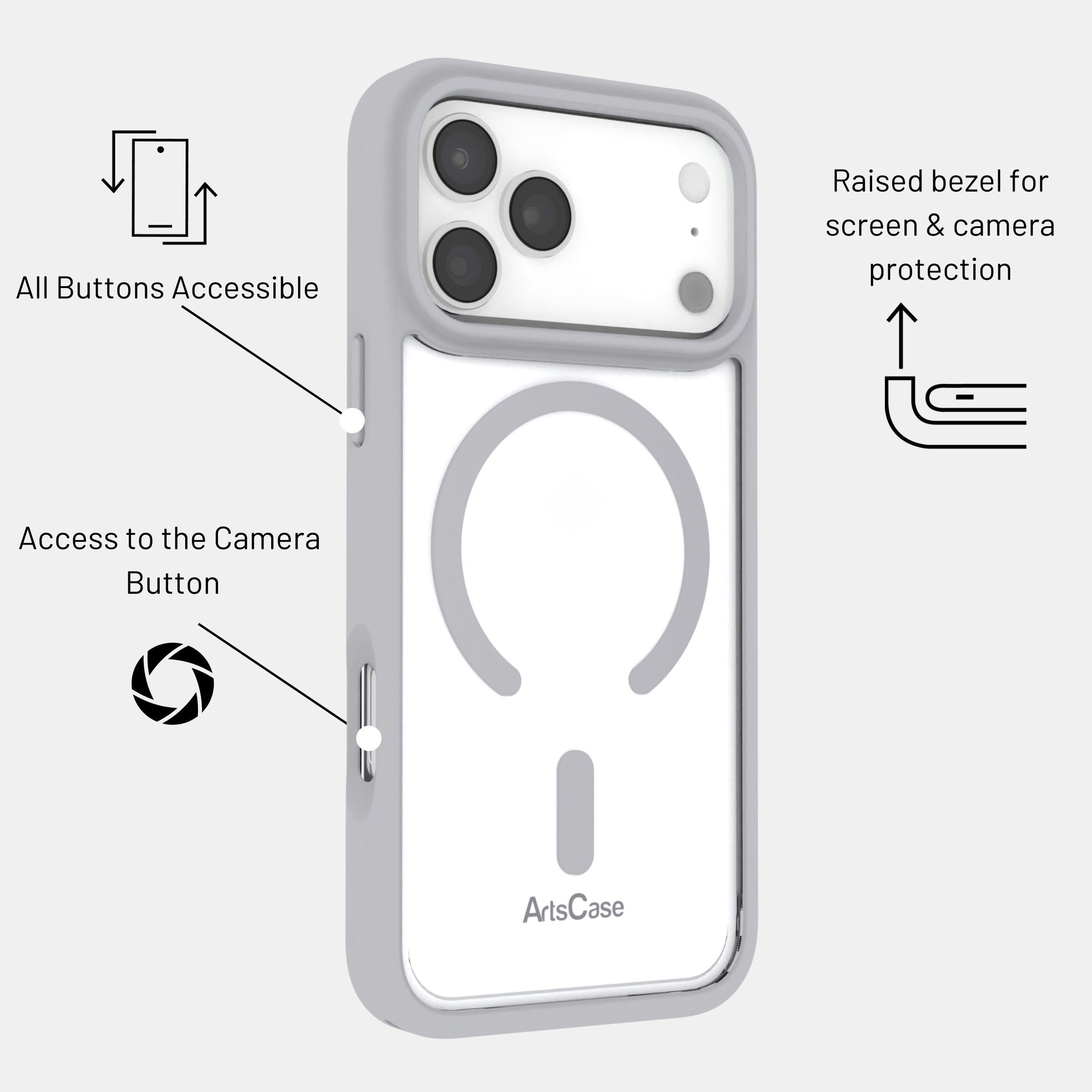 Case-friendly clear MagSafe case compatible with screen protectors
