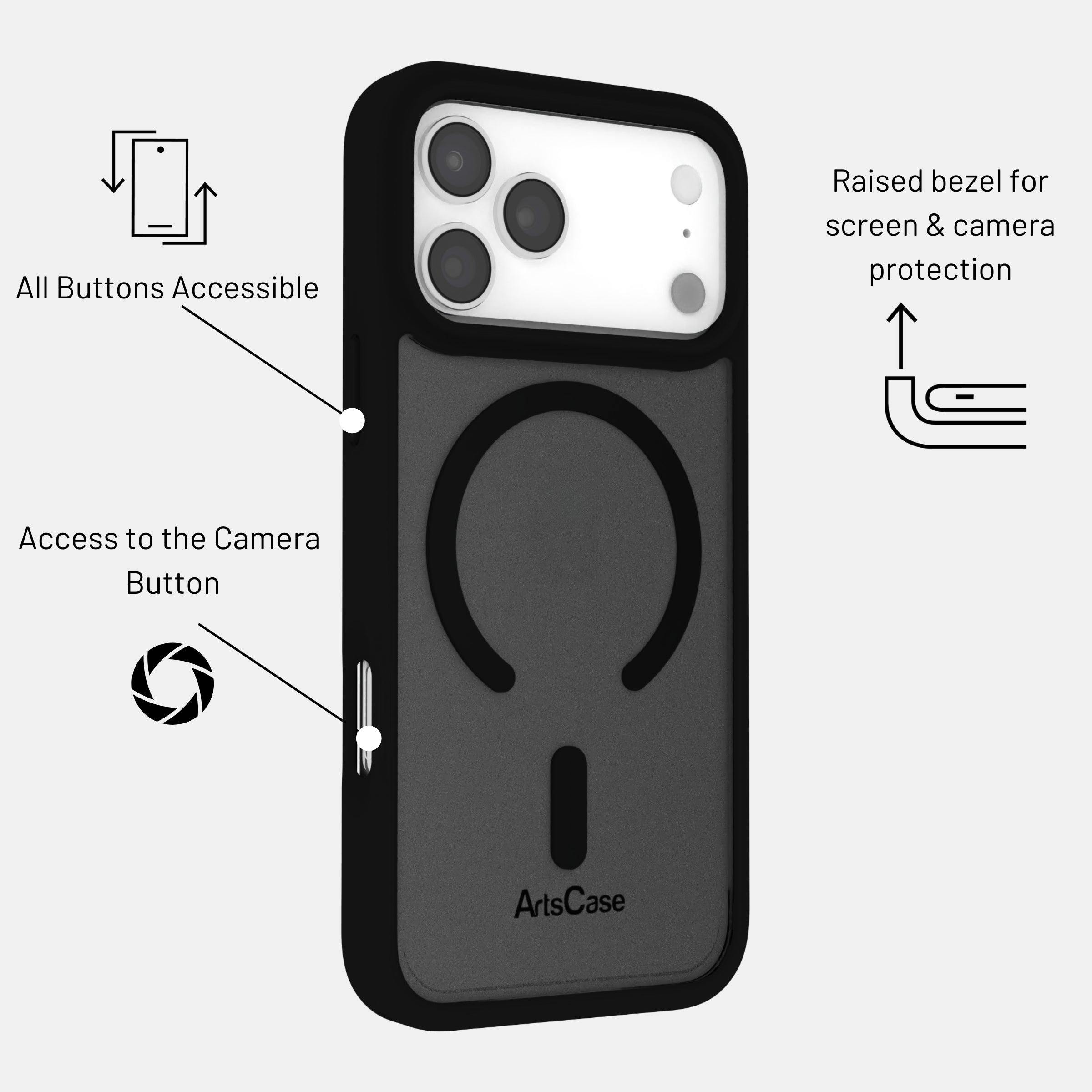 Scratch-resistant transparent case showcasing iPhone 17 Pro Max