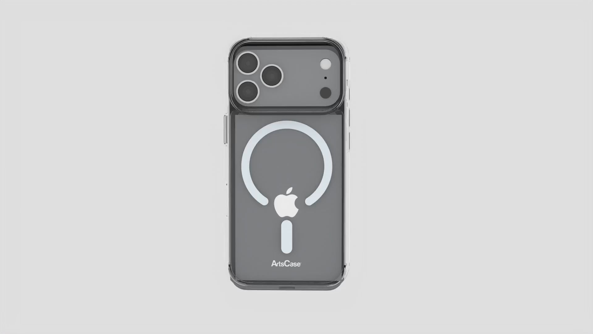 Transparent case showing Apple logo through back of iPhone 17 Pro