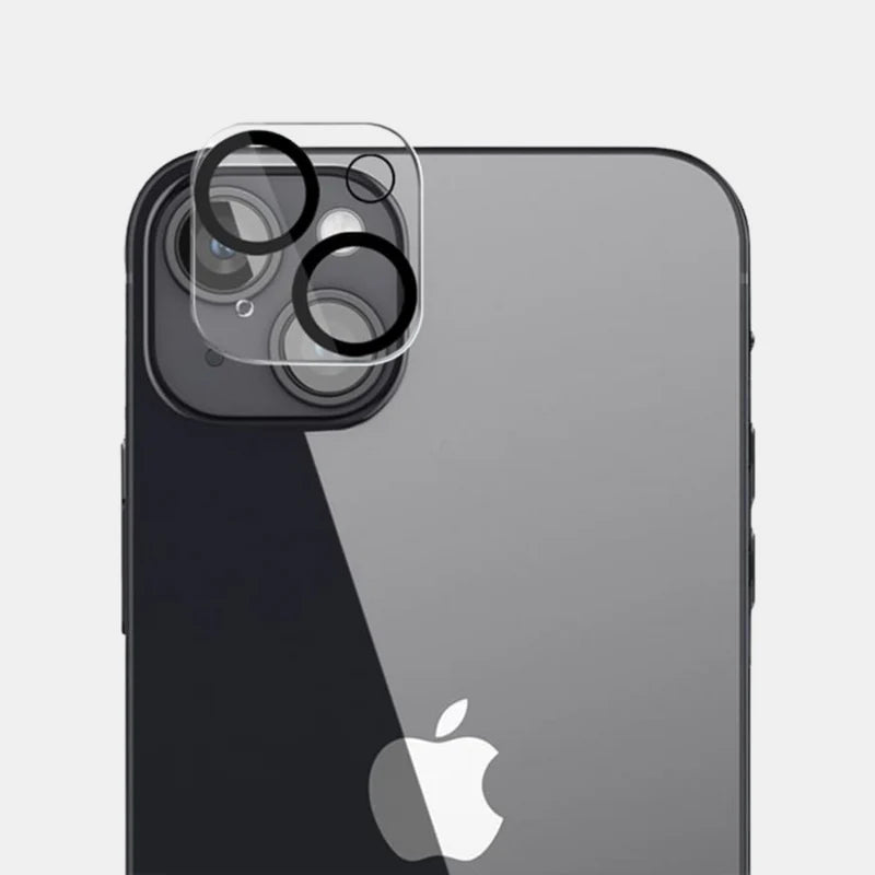 iPhone 15 with Ultra Clear lens protector installed on camera module