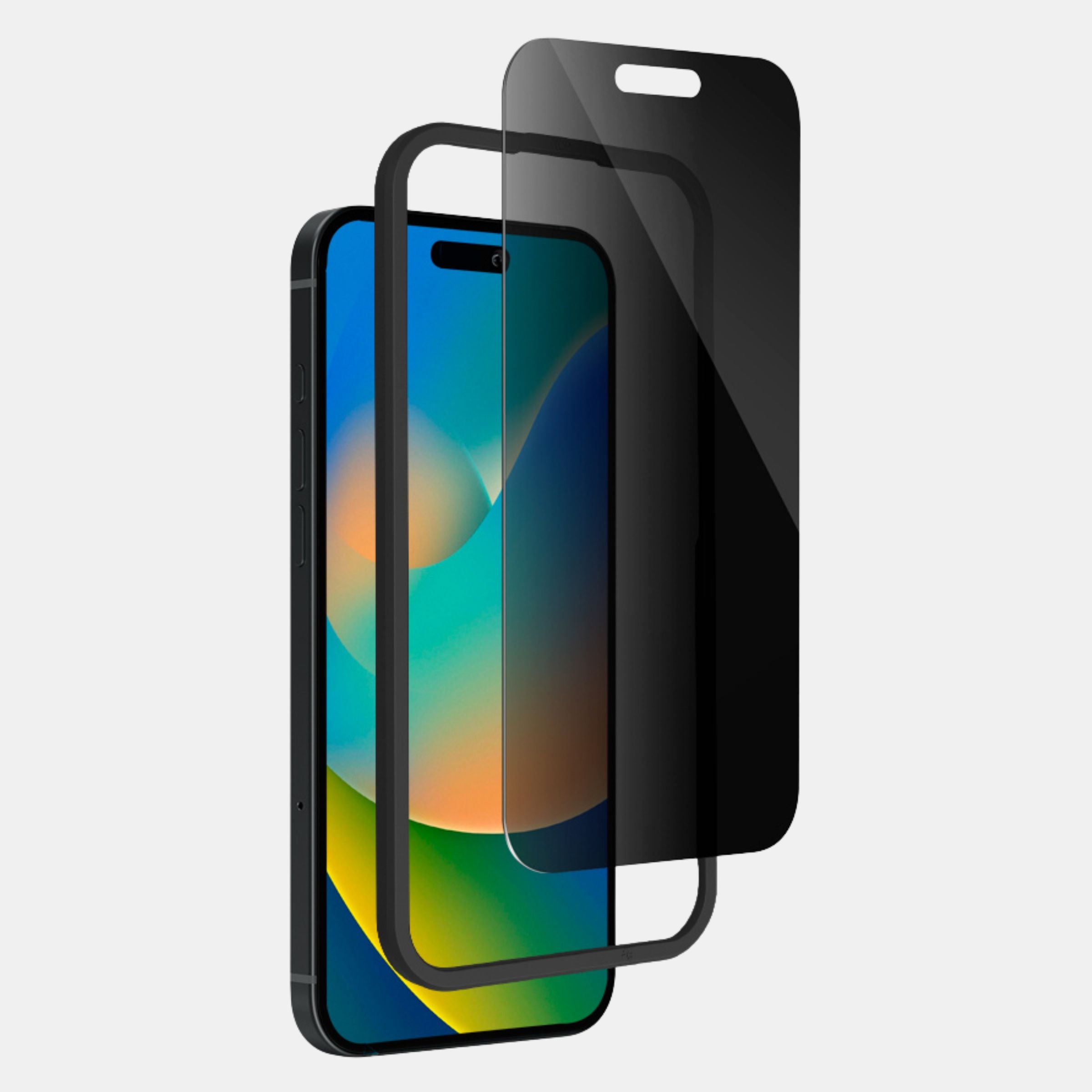 Close-up showing narrowed viewing angle of Privacy glass on iPhone 16 Plus