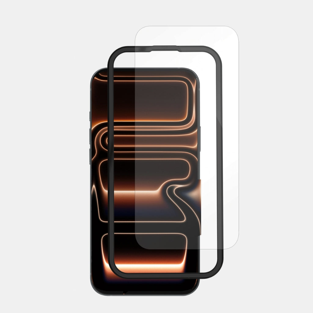 Anti-fingerprint coated surface of Ultra Clear protector on iPhone 17 Pro