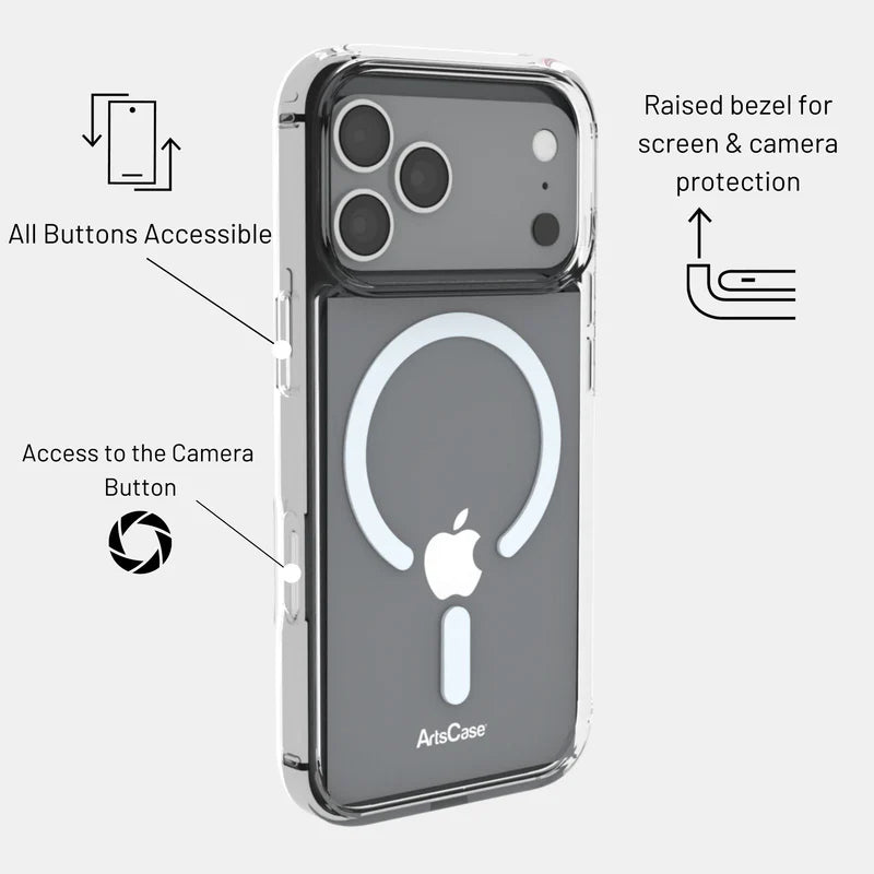iPhone 17 Pro with slim clear MagSafe case installed