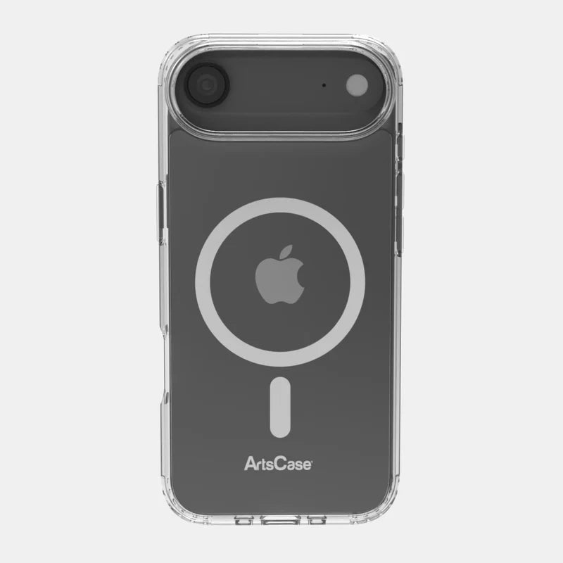 Clear MagSafe case on iPhone 17 Air showing transparent back design
