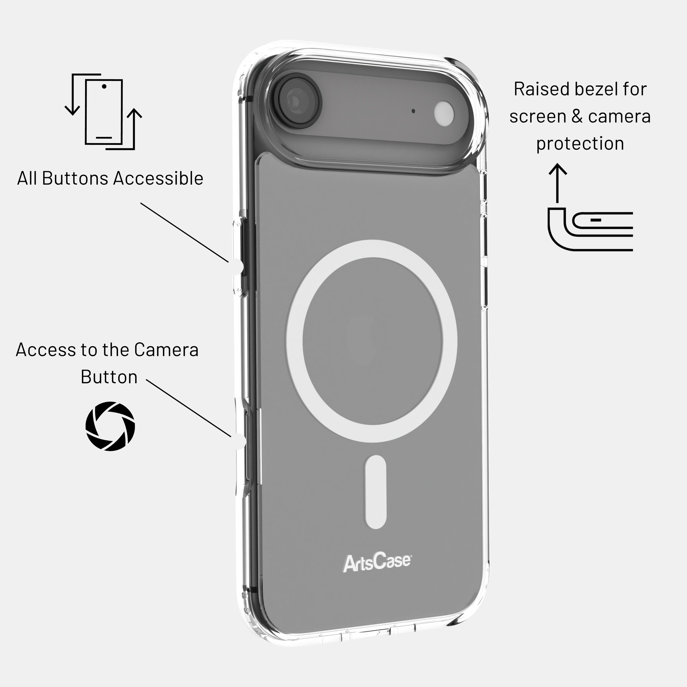 iPhone 17 Air with slim clear MagSafe case installed