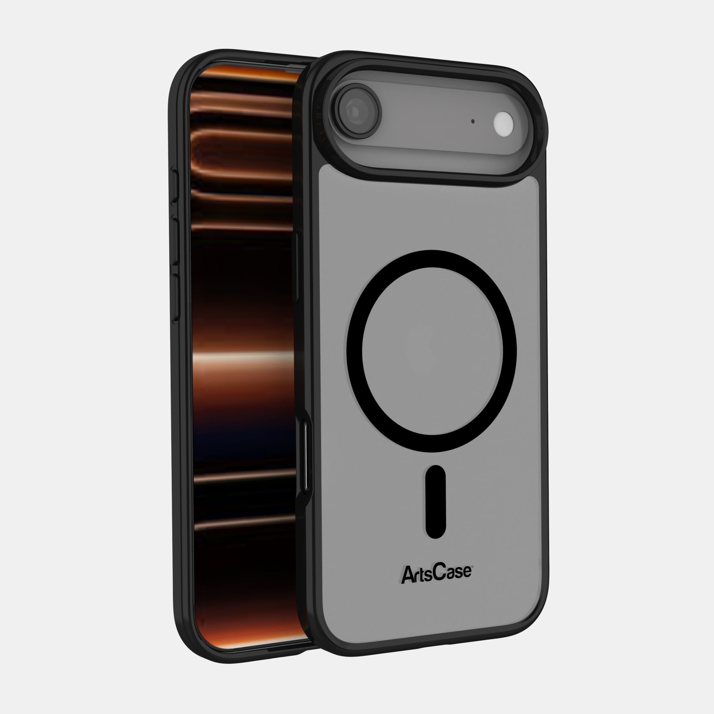 Slim profile of clear MagSafe case with raised bezels for camera protection