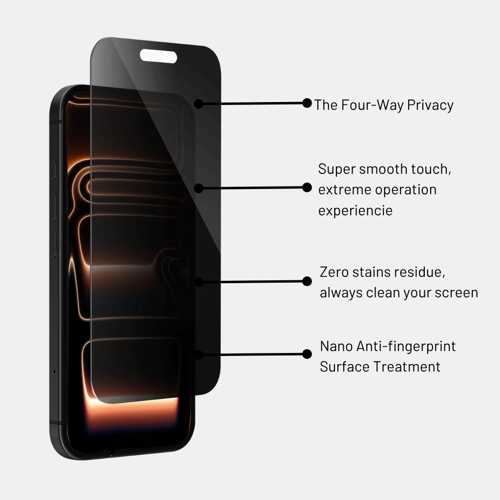 9H tempered privacy glass for iPhone 17 Pro  – scratch and drop protection