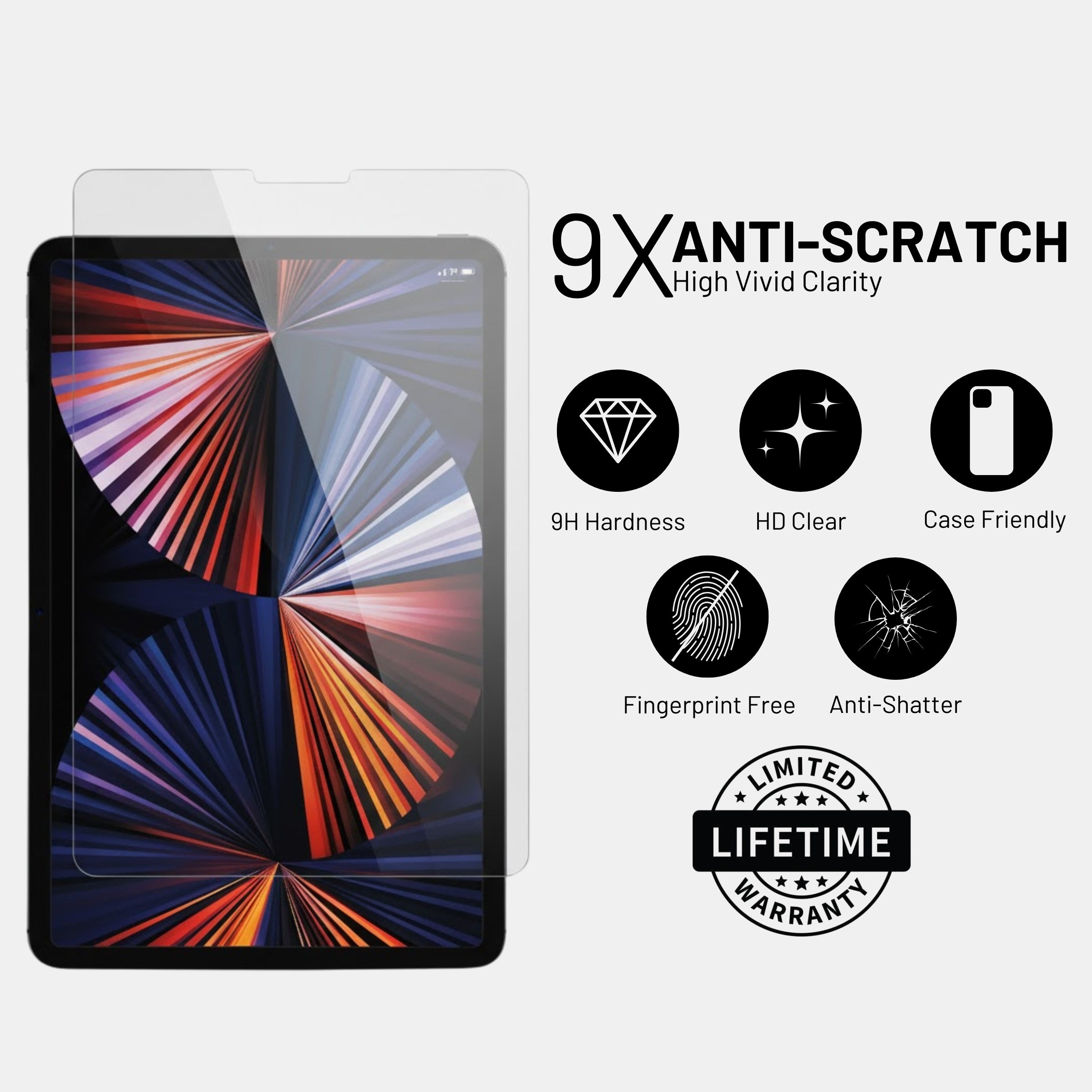 Ultra-thin Strong Shield screen protector maintaining touch sensitivity on iPad 12.9" Pro