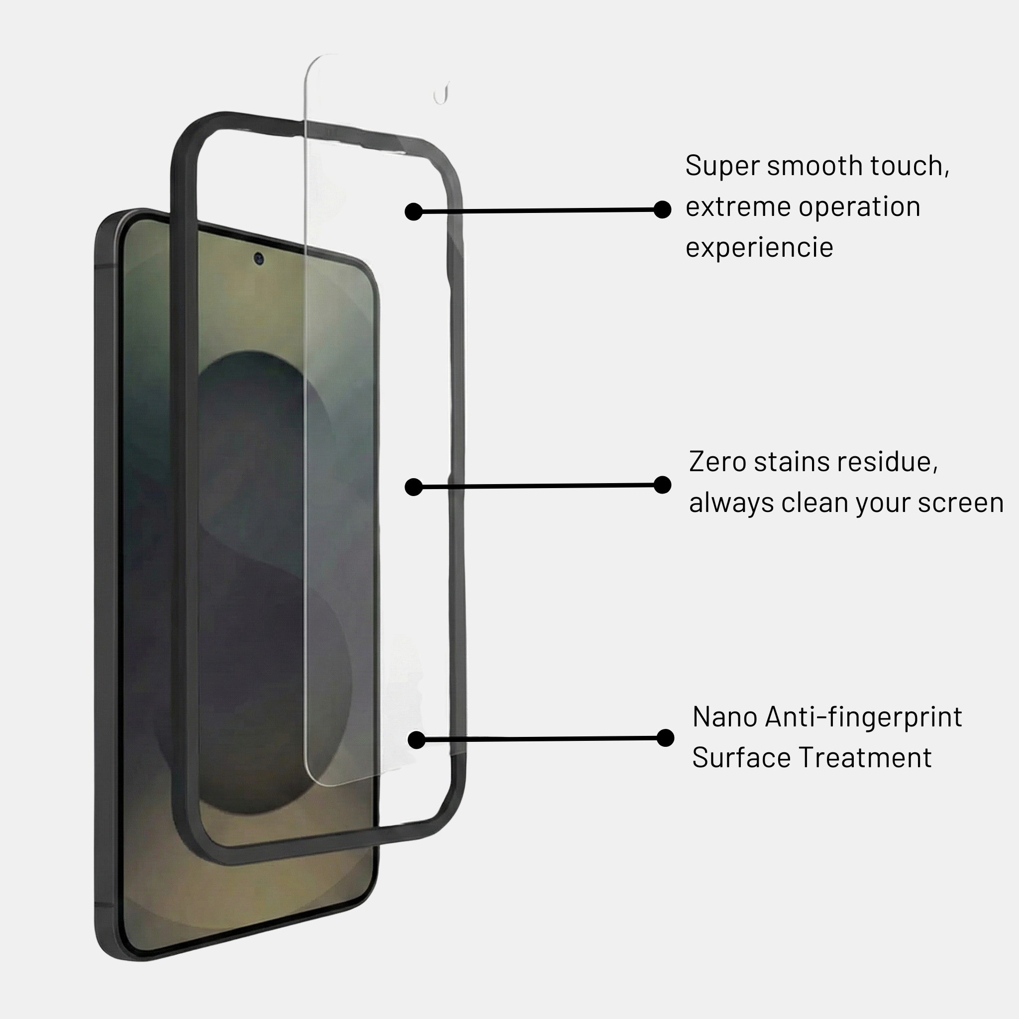 Ultra-thin glass screen protector blending seamlessly with Galaxy S26 Plus