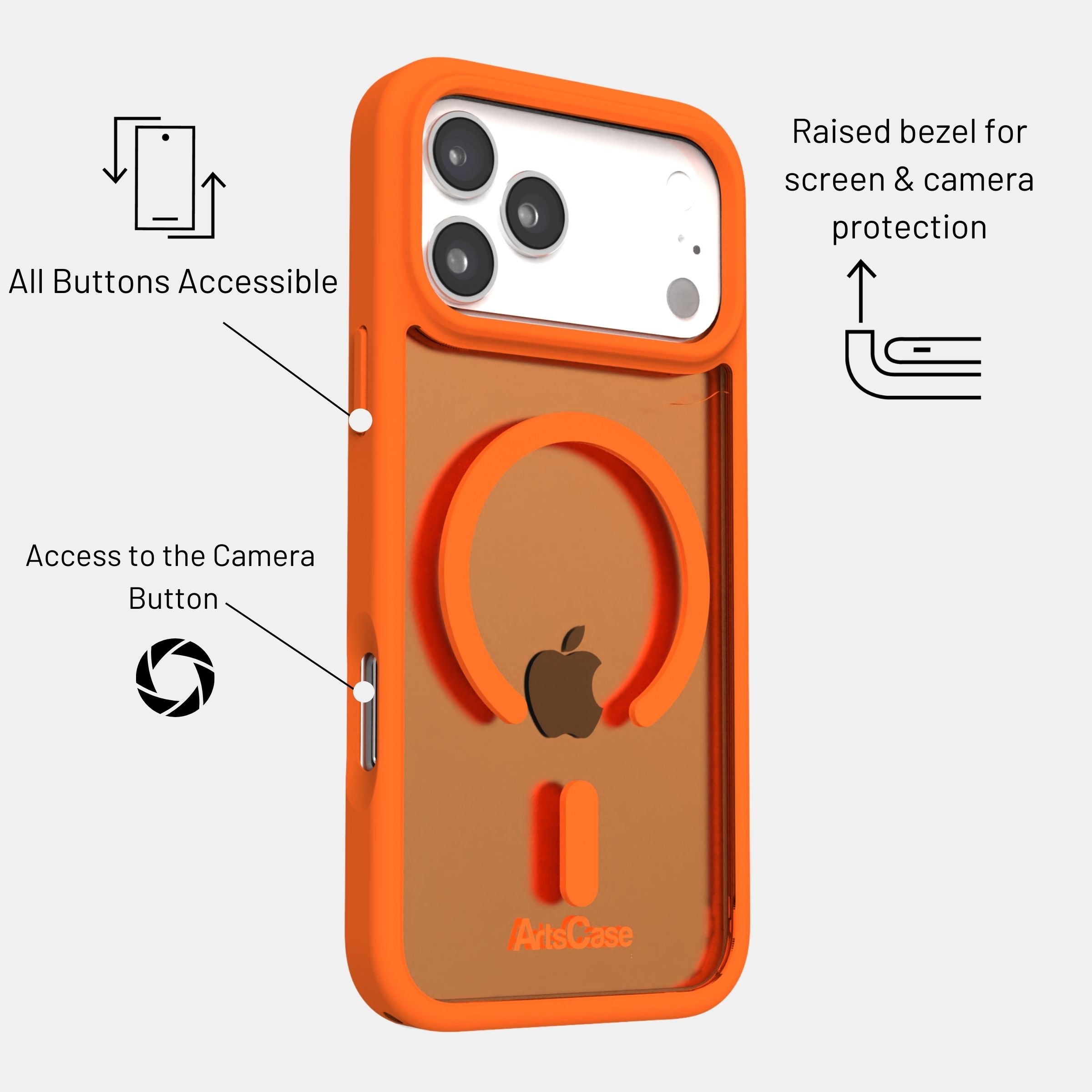 Raised lips around camera and screen for extra protection