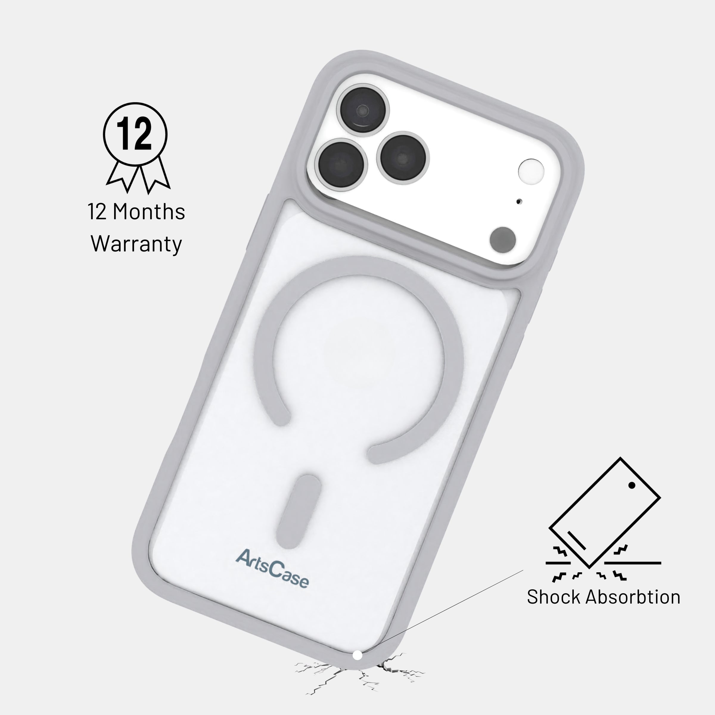 MagSafe charging alignment with built-in magnets in clear case