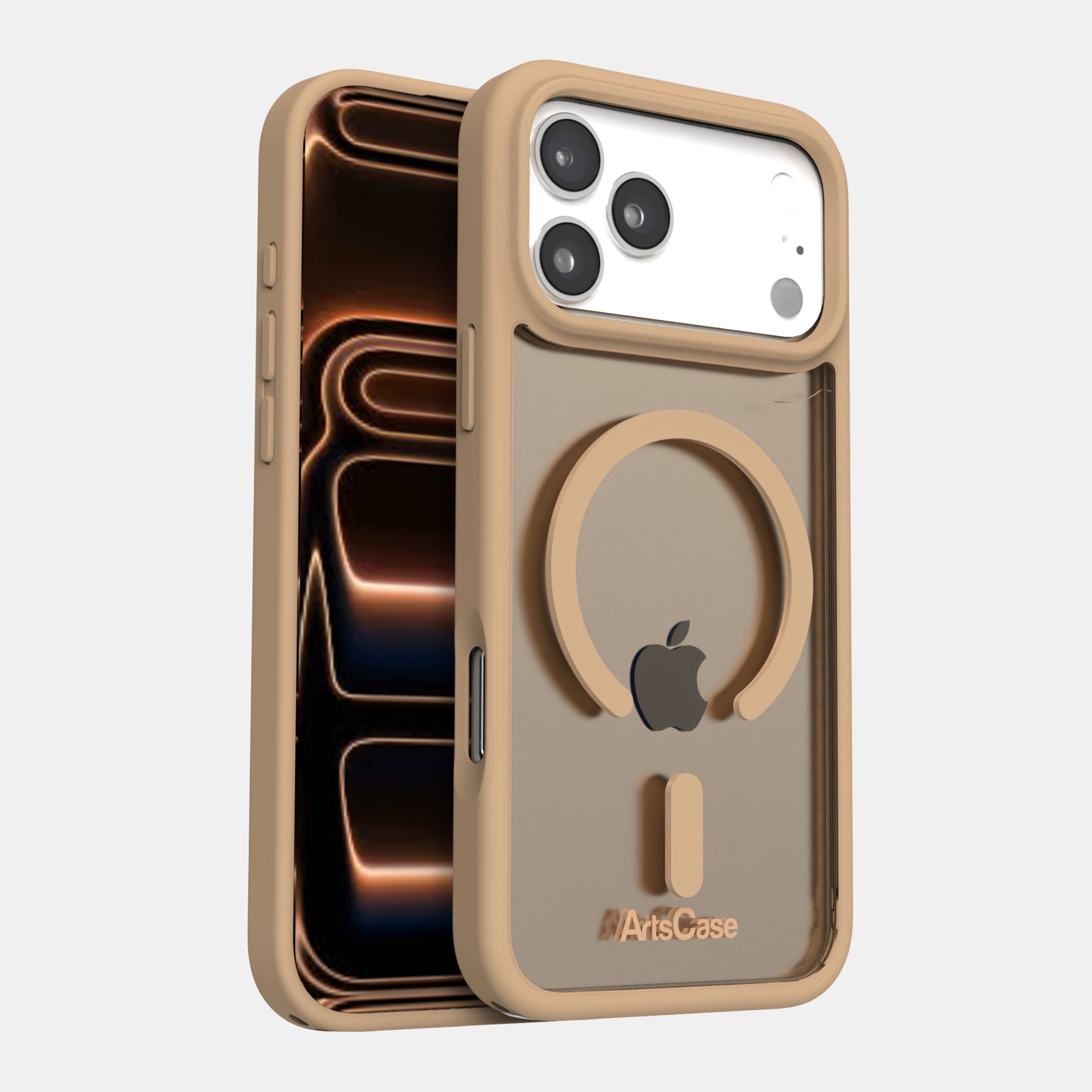 Close-up of magnetic MagSafe ring built into clear case